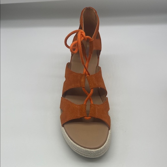 SOREL - Cameron Orange Suede Lace Up Lightweight Open Toe Platform Sandal SZ 9 - Picture 3 of 16